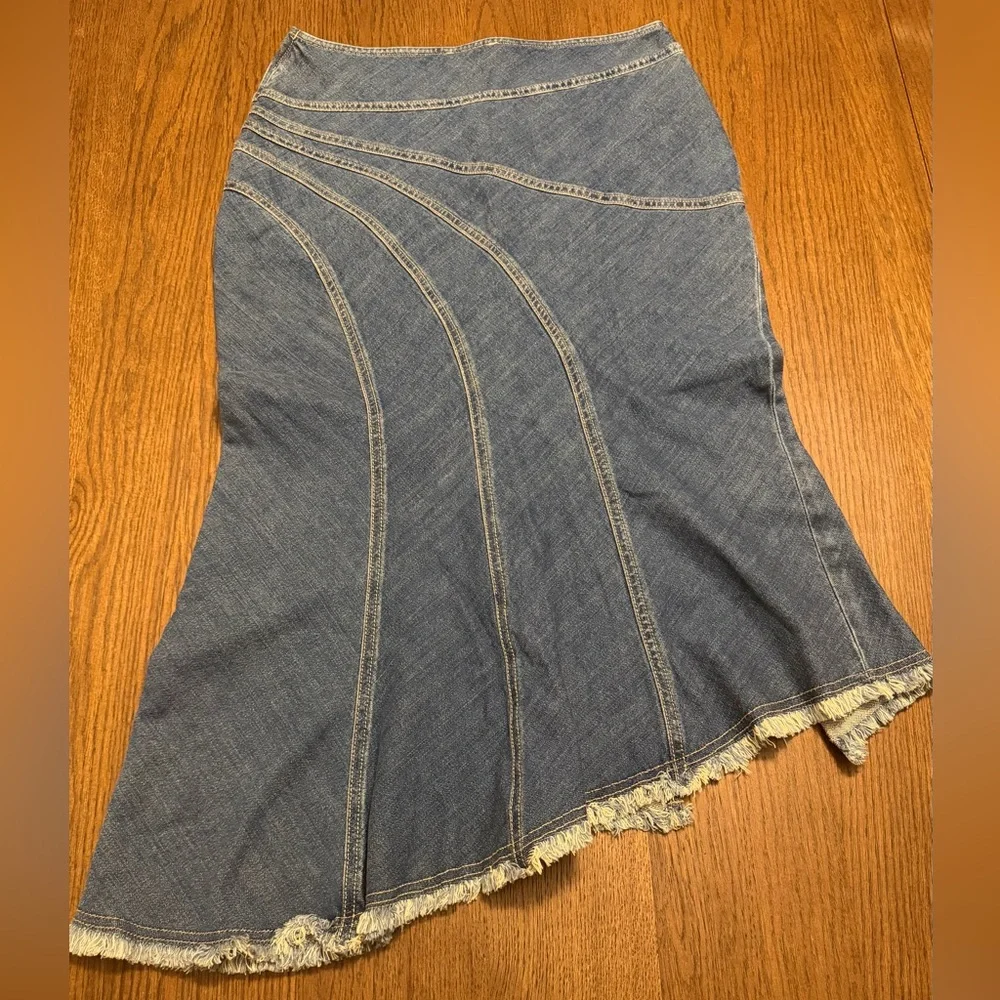 Anthropologie Pilcro Medium Blue Asymmetrical Paneled Denim Skirt NWT - Picture 6 of 8